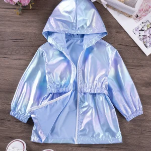 Cappotto estivo per bambini per ragazzi e bambine giacca sottile con cerniera solida con cappuccio cappotto leggero per la protezione solare di media lunghezza 0-6Y 1