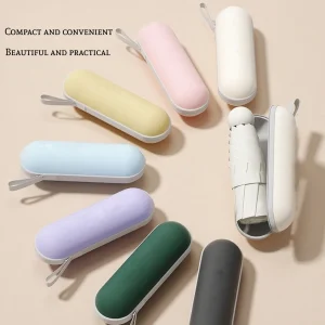 2025 Nuovo 5 Pieghe 6 Costole Ombrello Sole Pioggia Protezione UV Mini Capsula Compatta Ombrello Antivento Forte Portatile UPF50 + 1