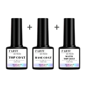 1 pz/2 pezzi/3 pezzi 8 ml set funzionale per nail art in gel con rivestimento base e top coat con diamanti, top opaco, soak off per lo strumento di progettazione di nail art 1