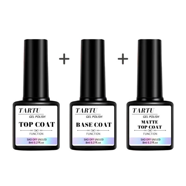1 pz/2 pezzi/3 pezzi 8 ml set funzionale per nail art in gel con rivestimento base e top coat con diamanti, top opaco, soak off per lo strumento di progettazione di nail art 1