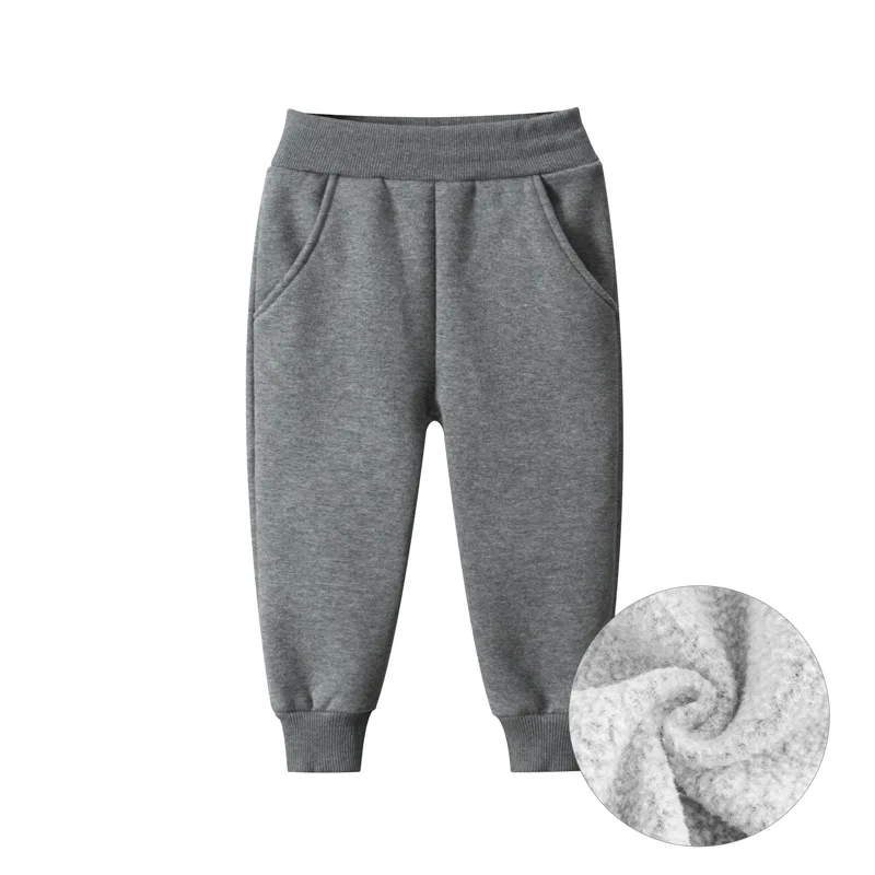 2024 Pantaloni per bambini per ragazzi Autunno Inverno Pile ispessimento Solido Blu Nero Grigio Sport Pantaloni lunghi casual per 1-9 anni 5