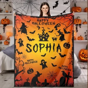 Coperta personalizzata in stile Halloween, adatta per letti, divani e campeggio, è la scelta migliore per regalare 1