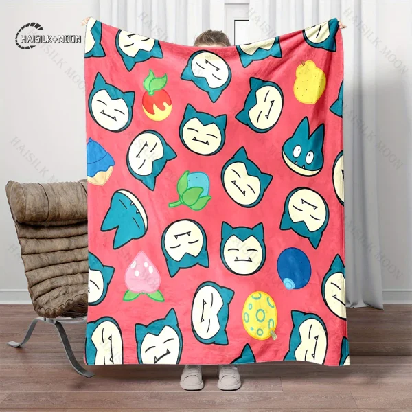 Coperta stampata Pokemon Snorlax per viaggi a casa Coperta morbida e confortevole per adulti e bambini Coperta calda per cartoni animati 4