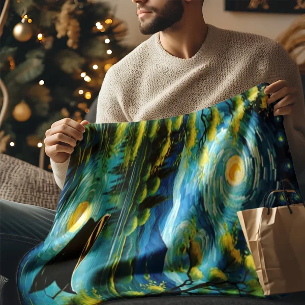 1 pezzo di coperta in peluche ultra bella illuminata al lago, dimensioni grandi e soffici, perfetta per decorazioni per la casa, divani, auto e scene di ufficio 5