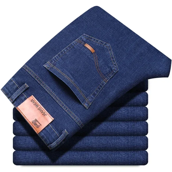 Nuovi uomini leggeri di lusso elasticizzati pantaloni slim fit comodi morbidi pantaloni di jeans casual dritti moda business abbigliamento di marca maschile 3