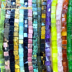 Quadrato 4x4mm Pietra Naturale Turchese Diaspro Onice Labradorite Branelli Allentati Del Distanziatore per la Creazione di Gioielli Fai Da Te Bracciale Pendenti e Ciondoli Accessori 1