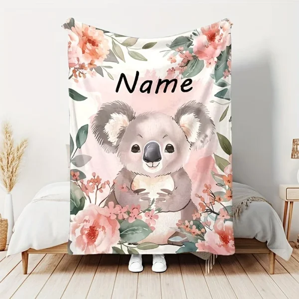 Le coperte in flanella stampata Koala con nomi personalizzabili sono adatte per divani letto, viaggi, campeggio, soggiorni e sedie da ufficio 1