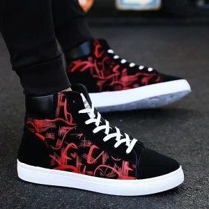 hot9 Scarpe da ginnastica alte da uomo Scarpe di tela Scarpe da strada cool Scarpe da ginnastica da uomo giovane Nero Blu Rosso Scarpe causali da uomo 1