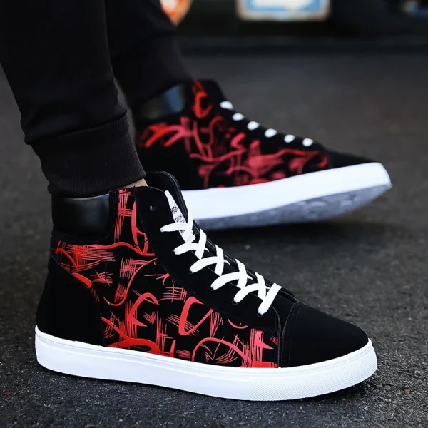 hot9 Scarpe da ginnastica alte da uomo Scarpe di tela Scarpe da strada cool Scarpe da ginnastica da uomo giovane Nero Blu Rosso Scarpe causali da uomo 1