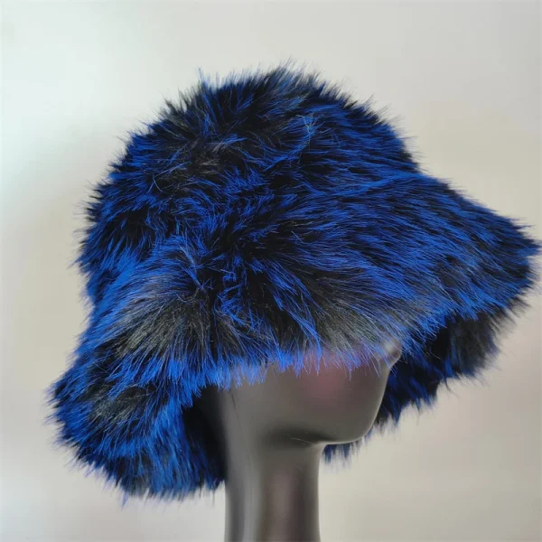 1 pz inverno cappello a secchiello in pelliccia sintetica caldo soffice peluche colorato morbido cappello invernale personalità pelliccia cappelli da pescatore per le donne cappello di peluche 5