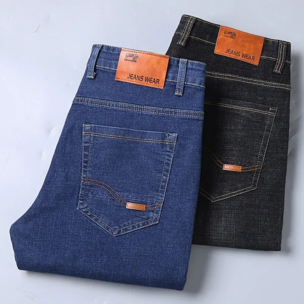 Nuovi uomini leggeri di lusso elasticizzati pantaloni slim fit comodi morbidi pantaloni di jeans casual dritti moda business abbigliamento di marca maschile 6