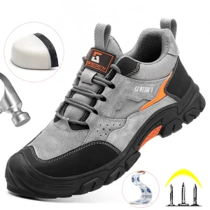 Scarpe da lavoro antinfortunistiche da uomo Stivali antinfortunistici con punta in plastica Scarpe da ginnastica da lavoro leggere e confortevoli alla moda Scarpe indistruttibili antiforatura 1