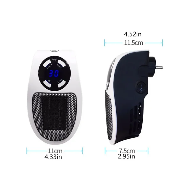 Riscaldatore portatile Riscaldatore elettrico Plug in Riscaldatore da parete Elettrodomestico Stufa di riscaldamento Mini radiatore Scaldino remoto Macchina 500W 6