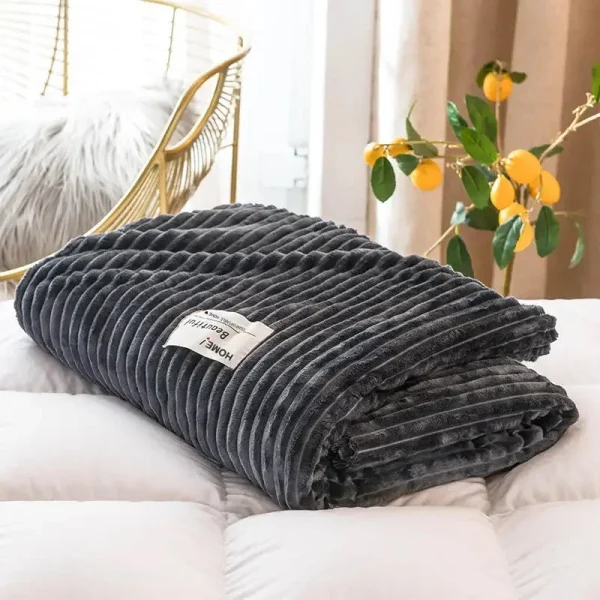 Coperta pelosa a righe Napping copriletti morbidi in velluto al latte 1 pz lenzuola termiche calde multiuso per letto matrimoniale singolo e divano singolo 5