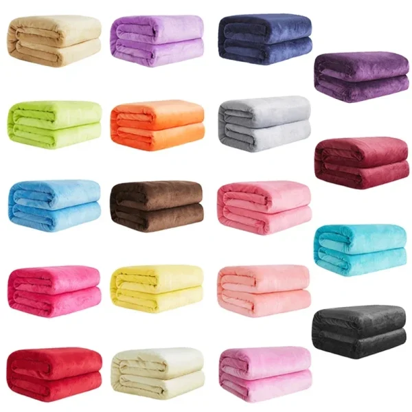 Coperte di flanella in pile di corallo Solido 230 g/mq Leggero in pelliccia sintetica Copridivano invernale morbido e caldo Copriletto Coperte scozzesi 1