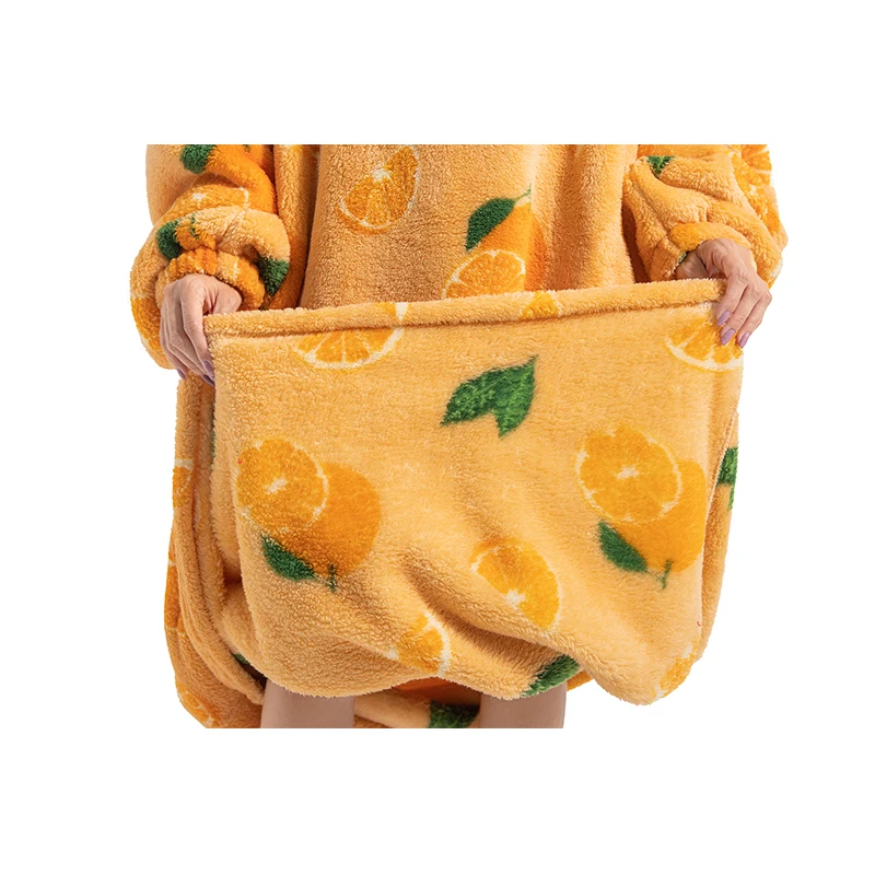 Felpa con cappuccio coperta oversize per adulti Abiti lunghi da donna per uomo Inverno Addensare soffice coperta con cappuccio indossabile Coperte di flanella calde 4