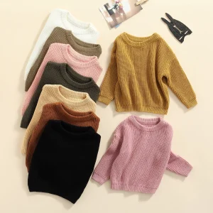 FOCUSNORM 0-6Y autunno inverno bambino neonati maschi ragazze maglioni 13 colori manica lunga lavorato a maglia solido spesso Pullover top 1