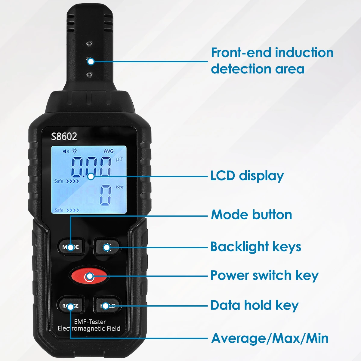 Rilevatore di radiazioni elettromagnetiche Lettore EMF portatile professionale 3 in 1 Misuratore EMF con allarme sonoro e luminoso LCD digitale per la casa 3