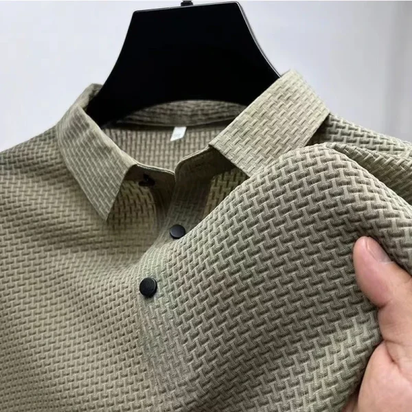 Camicia POLO da uomo nuova business casual a maniche corte con fiore in osso tinta unita moda traspirante comoda estate versatile Top 3