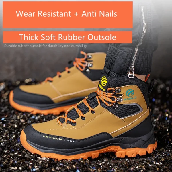 scarpe antinfortunistiche uomo sneakers antinfortunistiche da lavoro impermeabili stivali alti antiforatura Scarpe da lavoro scarpe da lavoro con punta in acciaio con protezione 5