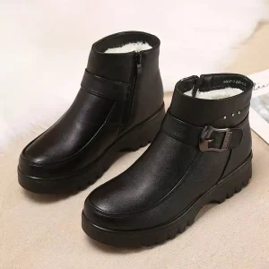 2024 inverno nuovi stivali di pelle da donna Gaobang scarpe con fondo piatto tendenza scarpe di cotone caldo fondo morbido stivali da donna in lana antiscivolo 1
