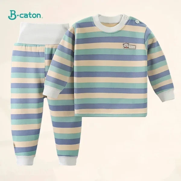 Addensare caldo peluche bambini set vestiti per bambini ragazzo ragazza biancheria intima abiti autunno inverno bambini vestiti top pantaloni a vita alta 6