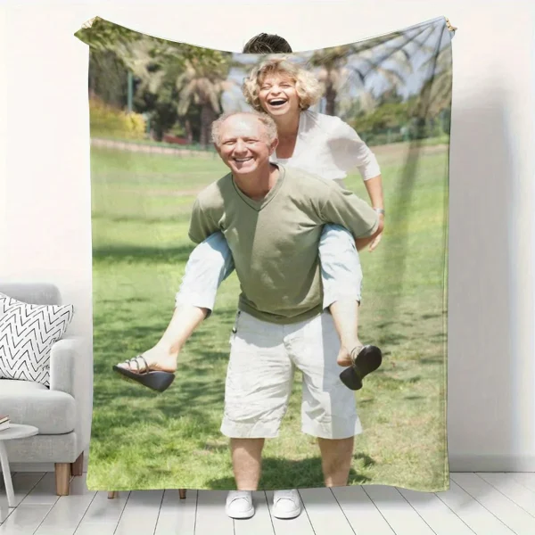 Coperta da esterno personalizzata Memorie fotografiche personali Coperta di flanella - Foto calde personalizzate, morbida e calda per divano, letto, ufficio, auto e viaggi all'aperto - Halloween, Ringraziamento, compleanno, matrimonio, coppia, laurea, festa, regalo perfetto per uomini e donne 2