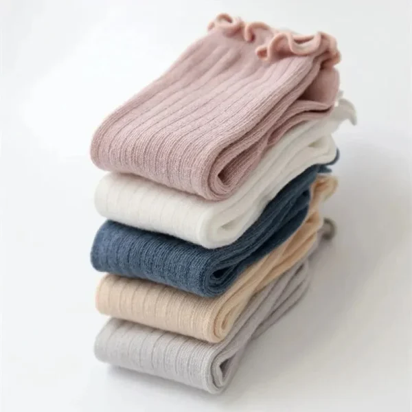 3 paia/lotto neonate calzini pizzo con volant in cotone solido lungo al ginocchio calzini per bambini neonato primavera bambini volant carino Socken 2