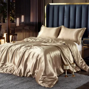 Set biancheria da letto in seta nordica con copripiumino lenzuolo federa coppia di lusso singolo doppio estate 1/2 persone lenzuolo solido 1