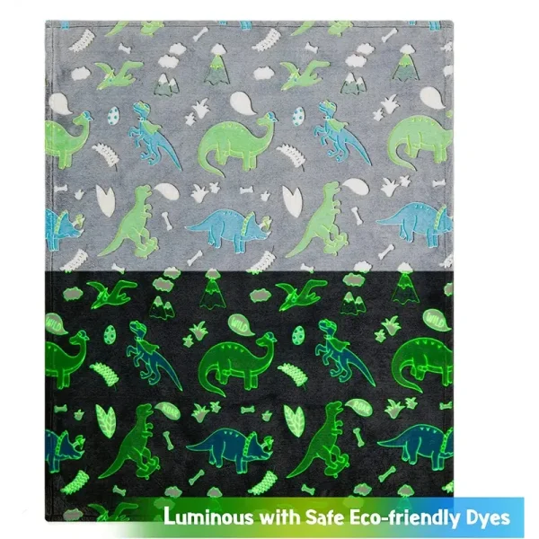 Coperta da tiro con dinosauro unicorno luminoso per ragazze e ragazzi, coperta in flanella di peluche, albero di Natale che si illumina al buio, super morbida 5