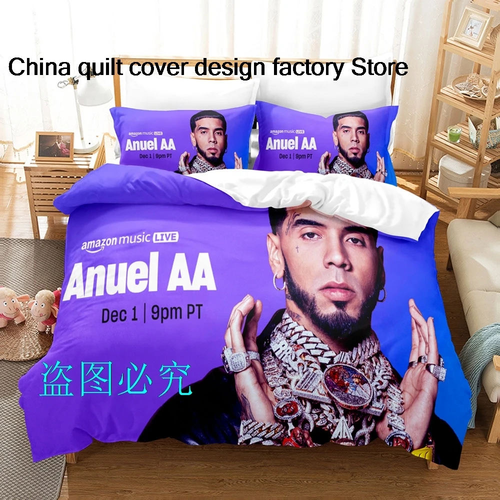 Rapper Anuel AA printed Bedding Sets exquisite bed supplies set duvet cover bed comforter set bedding set luxury birthday gift 3