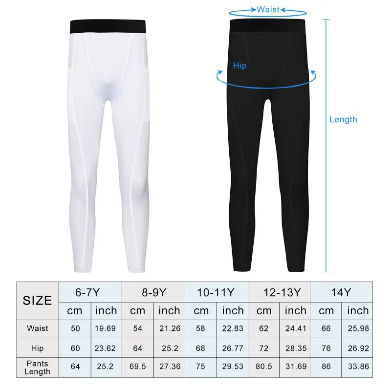 Leggings a compressione per bambini Ragazzi Collant da corsa per bambini Pantaloni Pantaloni a compressione per adolescenti Pantaloni sportivi da fitness per esercizi con strato base 6