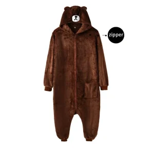 HKSNG Adulto Plus Size XXL Orso Tutina Kigurumi Flanella Animale Festa Cerniera Pulsante Tuta Kumamon Pigiama Completo Tuta 1