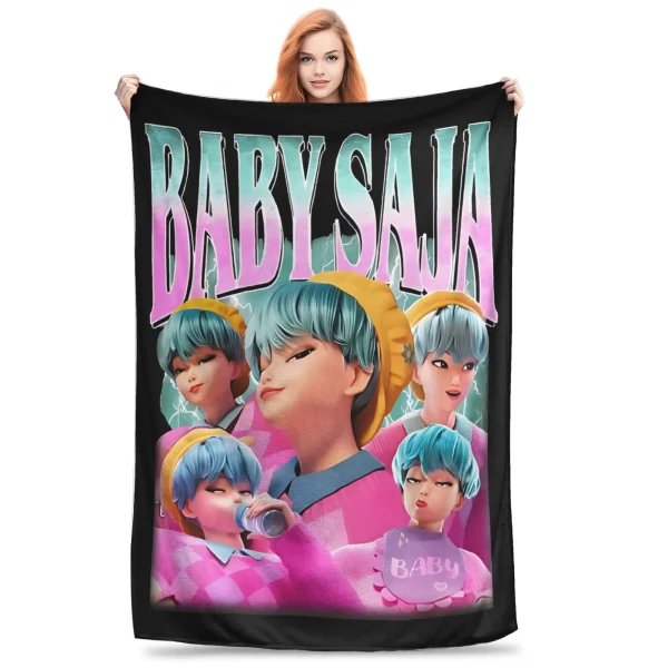 Saja Boys Team Coperta in pile stile retrò anni '80 Kpop Demon Hunters Coperta morbida multifunzione per copriletto esterno domestico 1