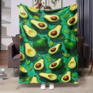 Coperta da tiro in flanella ultra morbida - Design realistico di frutteto tropicale di avocado e foglie in verde - Divano, letto, divano per tutte le stagioni 1