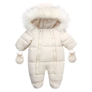 Tuta invernale per bambini Spessa calda infantile con cappuccio all'interno in pile Pagliaccetti Neonato Ragazzo Ragazza Tuta Capispalla Tuta da neve per bambini 1