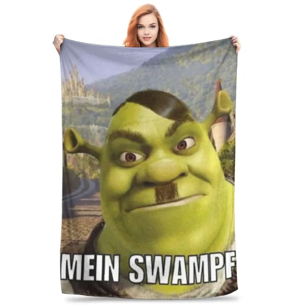 Shreks Pun Funny Memes Coperta con stampa in velluto, traspirante, ultra morbida, per tappeto da viaggio a casa 2