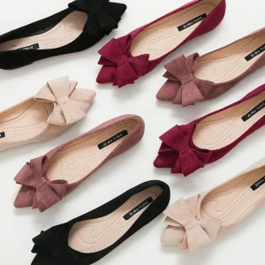 Scarpe basse con fiocco primaverile di grandi dimensioni Scarpe da donna con nodo a farfalla Scarpe da ufficio OL Punta a punta Slip on Ballerine pieghevoli poco profonde 1