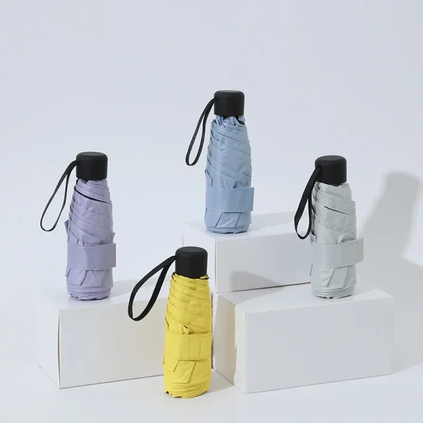 Ombrello pieghevole antivento piccolo da donna ultraleggero Mini Pocket Ombrello da viaggio compatto da pioggia Ombrello per protezione solare Ombrello da esterno 5