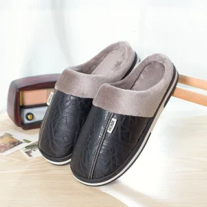 Morbido peluche da uomo accogliente casa pantofole Casual scarpe antiscivolo impermeabili fodera Fuzzy Indoor Walk autunno inverno coppie 1