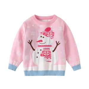 Maglioni di Capodanno 3-7T Nuovo arrivo Natale Ragazzi Ragazze Maglioni per l'autunno Inverno Pupazzo di neve Felpe per bambini Vestiti per bambini 1