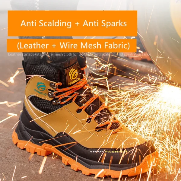 scarpe antinfortunistiche uomo sneakers antinfortunistiche da lavoro impermeabili stivali alti antiforatura Scarpe da lavoro scarpe da lavoro con punta in acciaio con protezione 3