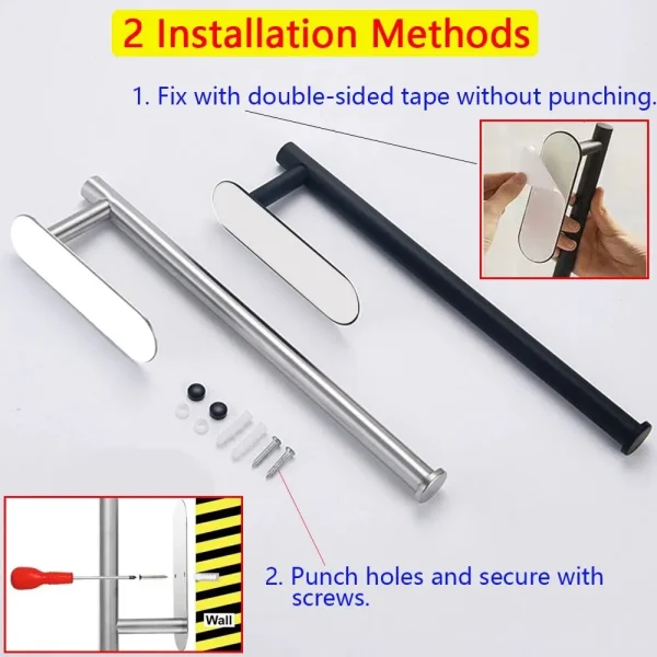 Porta asciugamani di carta da cucina Appendiabiti adesivo per fazzoletti Dispenser di carta igienica Armadietto portaoggetti Porta tovaglioli Accessori per il bagno 4