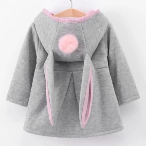Giacca per neonate in primavera cappotto per orecchie di coniglio abbigliamento per bambini capispalla autunno bambini giacca in cotone caldo cappotto per bambina 1