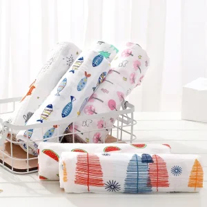 120*120 cm morbida mussola di cotone coperta per bambini coperta di cotone di bambù avvolgere simpatico cartone animato coperte per neonati sacco a pelo avvolgente per neonati 1
