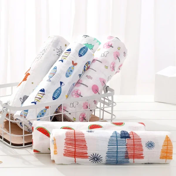 120*120 cm morbida mussola di cotone coperta per bambini coperta di cotone di bambù avvolgere simpatico cartone animato coperte per neonati sacco a pelo avvolgente per neonati 1