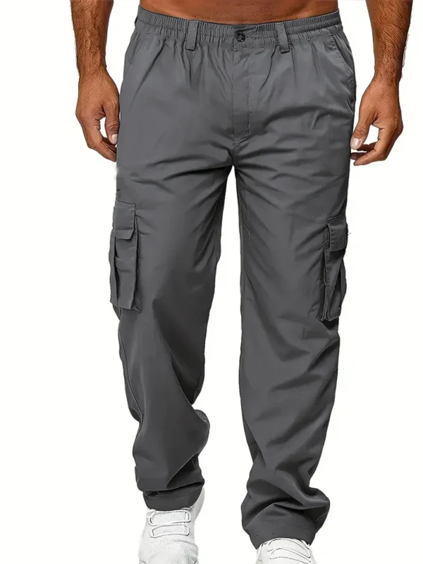Pantaloni cargo da uomo Pantaloni sportivi Pantaloni lunghi dritti larghi da esterno Pantaloni maschili da lavoro durevoli multitasche casual estivi 5