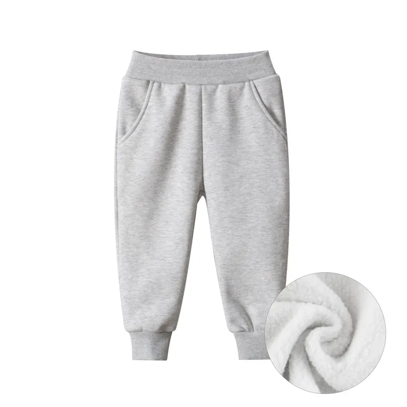 2024 Pantaloni per bambini per ragazzi Autunno Inverno Pile ispessimento Solido Blu Nero Grigio Sport Pantaloni lunghi casual per 1-9 anni 2