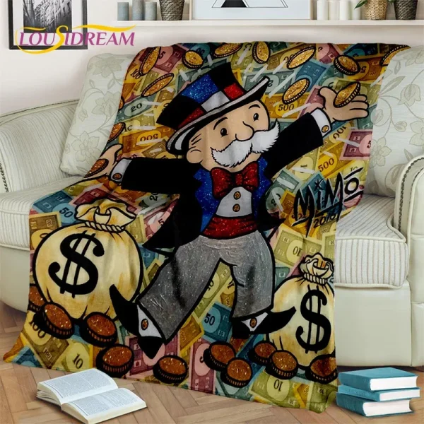 Giochi 3D Dollar monopy Money Rich coperta, coperta morbida per la casa camera da letto divano Picnic Travel Office Cover coperta per bambini - immagine 4