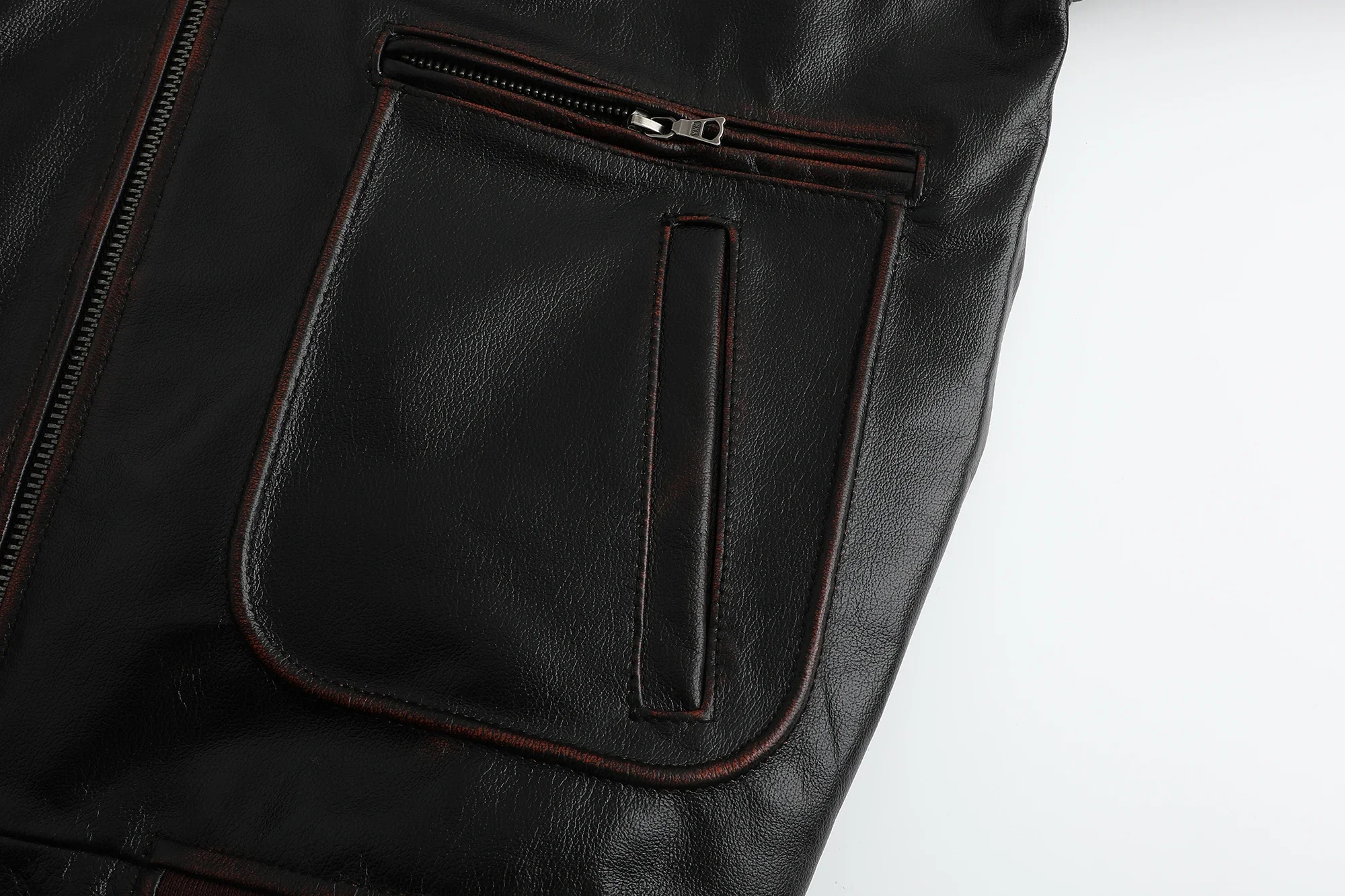 2025 Giacca da uomo in vera pelle con strato superiore Giacche da pilota militare Air Force A2 Risvolto Retro Rub Color Tooling Cappotto corto grande 6